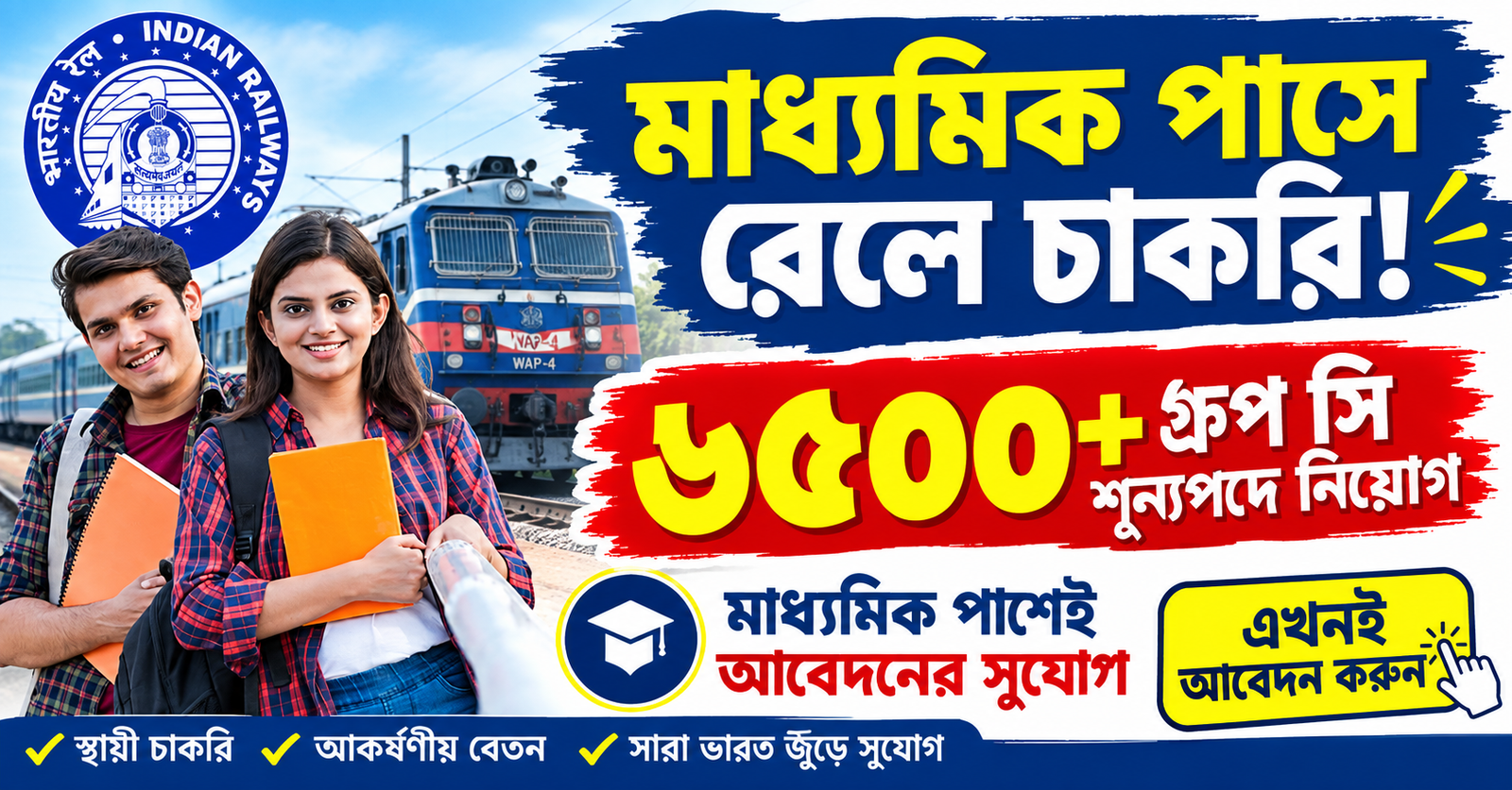 মাধ্যমিক পাসে রেলে চাকরি